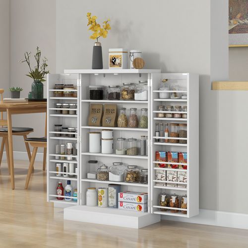 Armoire De Cuisine 2 Portes Total 14 étagères Mdf