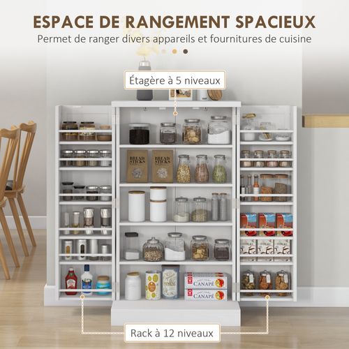 Armoire De Cuisine 2 Portes Total 14 étagères Mdf