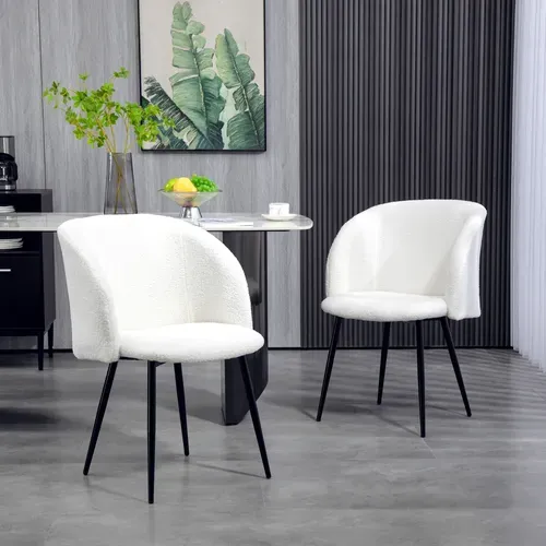 Lot De 2 Chaises De Visiteur Design Effet Laine Bouclée