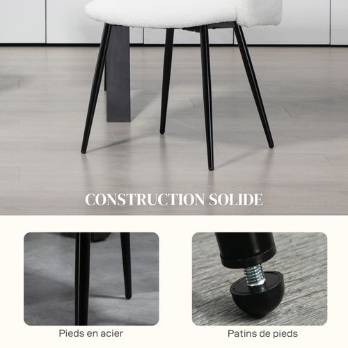 Lot De 2 Chaises De Visiteur Design Effet Laine Bouclée