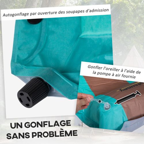 Matelas De Camping 2 Places Autogonflant Avec Oreillers Et Sac