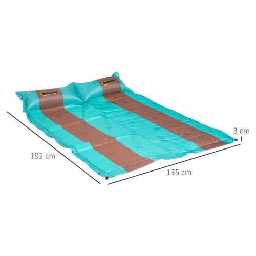 Matelas De Camping 2 Places Autogonflant Avec Oreillers Et Sac