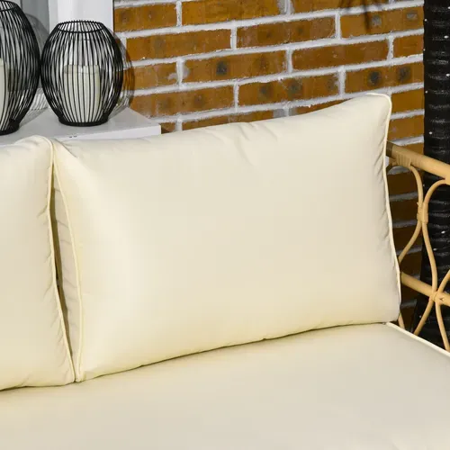 Salon De Jardin 4 Places 4 Pièces Style Colonial Résine Tressée Aspect Rotin