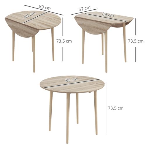 Table Ronde Pliable 2 Abattants Ø 89 Cm Bois