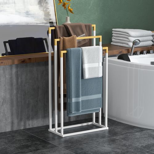 Porte serviettes a 3 barres metalliques - modele autoportant