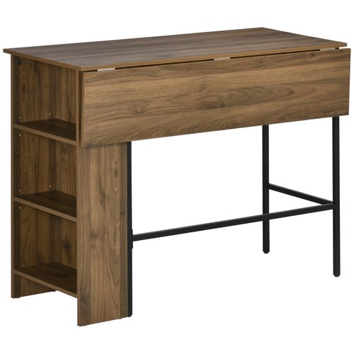 Table De Bar Extensible Design Industriel - 3 étagères - Aspect Bois
