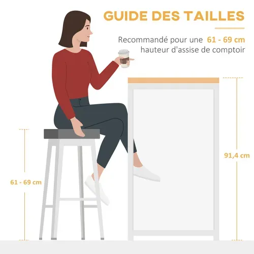 Table De Bar Extensible Design Industriel - 3 étagères - Aspect Bois