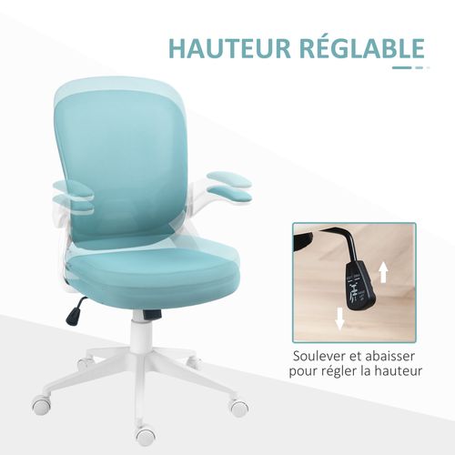 Fauteuil De Bureau Ergonomique En Maille - Accoudoirs Relevables, Hauteur Réglable, Soutien Lombaire, Charge 150 Kg (Beige)