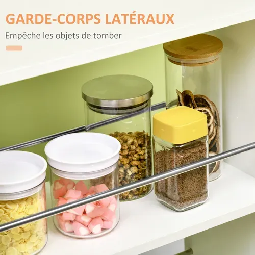 Chariot Desserte De Cuisine - Tiroir, 2 étagères - Panneaux Acier