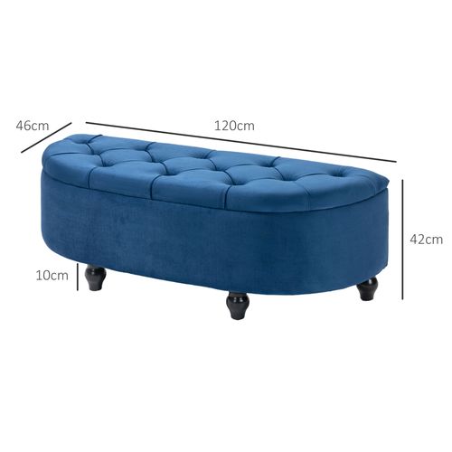 Pouf De Rangement Coffre Classique Capitonné Demi-cercle Velours