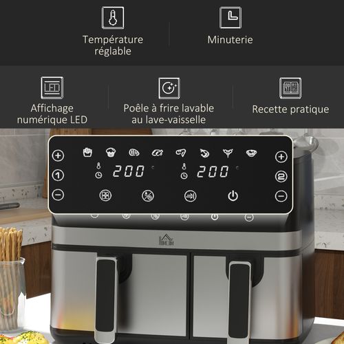 Friteuse à Air Air Fryer 2700w - Double Compartiment 8,5l - Noir