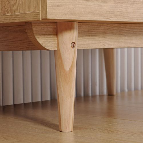 Armoire Design Scandinave 2 Portes Penderie 2 Tiroirs Aspect Bois Clair