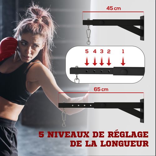 Support Sac De Boxe Fixation Sac De Frappe Réglable Charge Max. 60 Kg Acier Noir