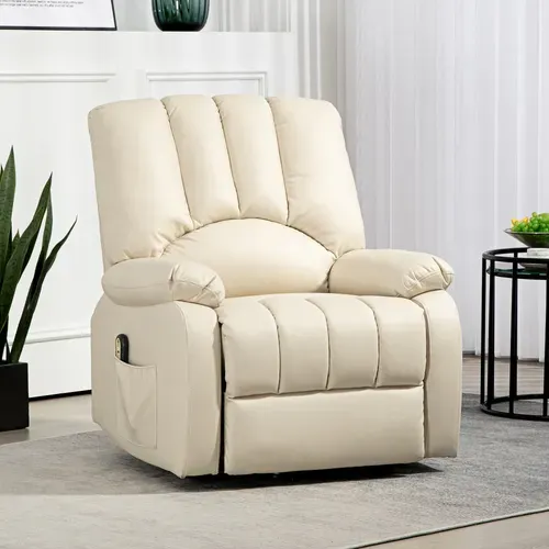 Fauteuil De Relaxation électrique Releveur Inclinable Réglable Microfibre Polyester Beige Clair