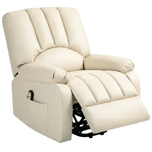 Fauteuil De Relaxation électrique Releveur Inclinable Réglable Microfibre Polyester Beige Clair