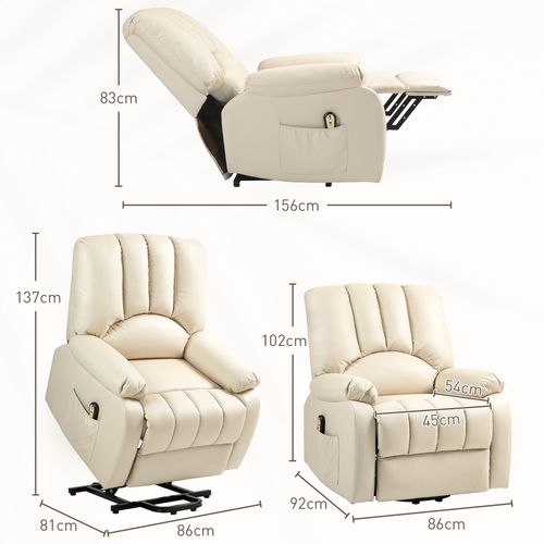 Fauteuil De Relaxation électrique Releveur Inclinable Réglable Microfibre Polyester Beige Clair