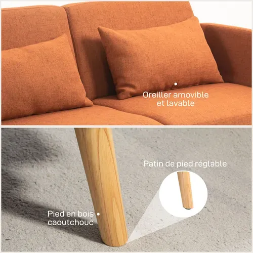 Canapé Convertible 3 Places Design Scandinave Tissu