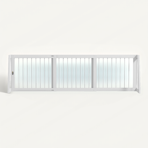 Barrière De Sécurité Chien 3 Panneaux Rétractable Bois Blanc