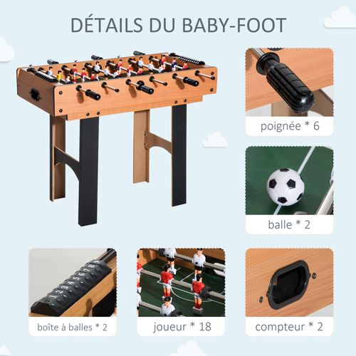 Table Multi Jeux 4 En 1 Babyfoot Billard Air Hockey Ping-pong Avec Accessoires