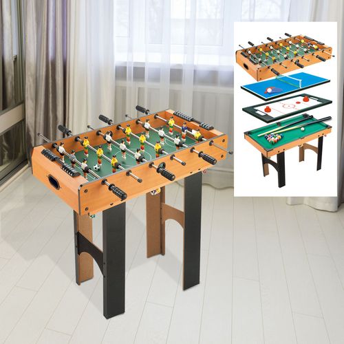 Table Multi Jeux 4 En 1 Babyfoot Billard Air Hockey Ping-pong Avec Accessoires