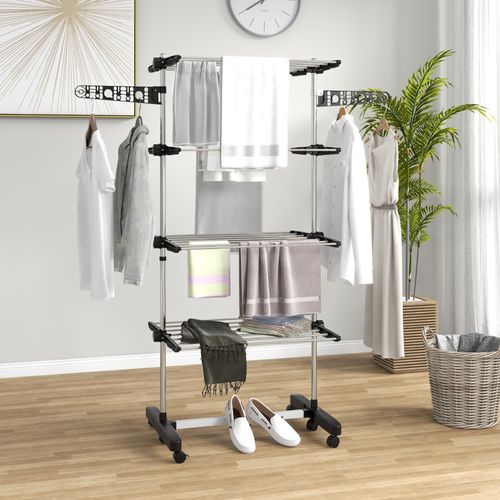 Séchoir à Linge étendoir Pliable Ailes Latérales 4 Niveaux