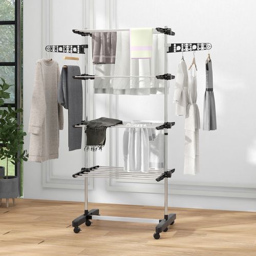Séchoir à Linge étendoir Pliable Ailes Latérales 4 Niveaux