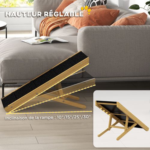Rampe Pour Chien Et Chat - Escalier Pour Chien Pliable Réglable - Bois Noir