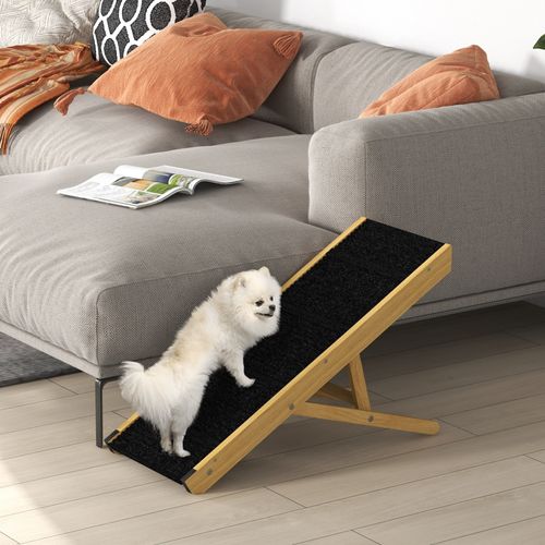 Rampe Pour Chien Et Chat - Escalier Pour Chien Pliable Réglable - Bois Noir