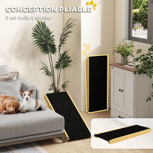 Rampe Pour Chien Et Chat - Escalier Pour Chien Pliable Réglable - Bois Noir