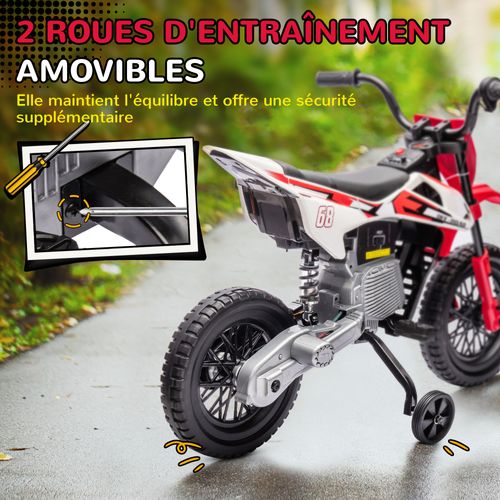 Moto Cross électrique Dirt Bike Enfant 2 Vitesses 2,4-5 Km/h Musiques