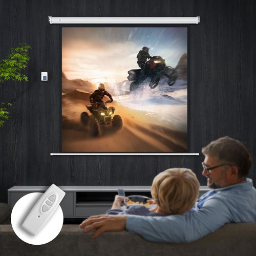 écran De Projection Motorisé Home-cinéma Format 1:1 85 Pouces 4k HD Avec Télécommande