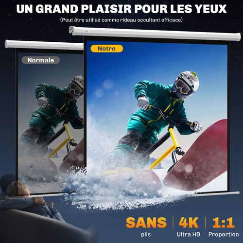écran De Projection Motorisé Home-cinéma Format 1:1 85 Pouces 4k HD Avec Télécommande