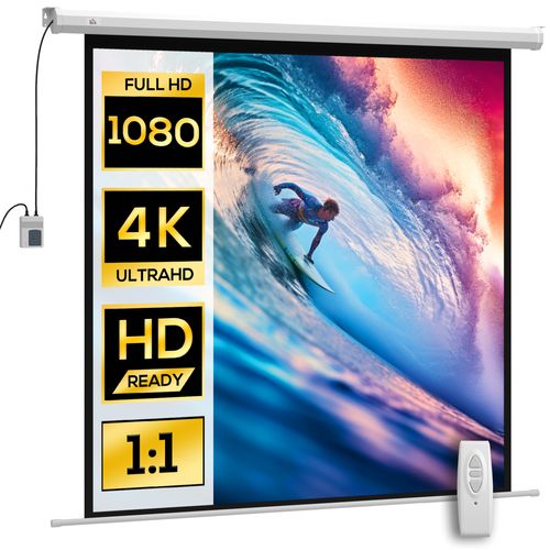 écran De Projection Motorisé Home-cinéma Format 1:1 85 Pouces 4k HD Avec Télécommande