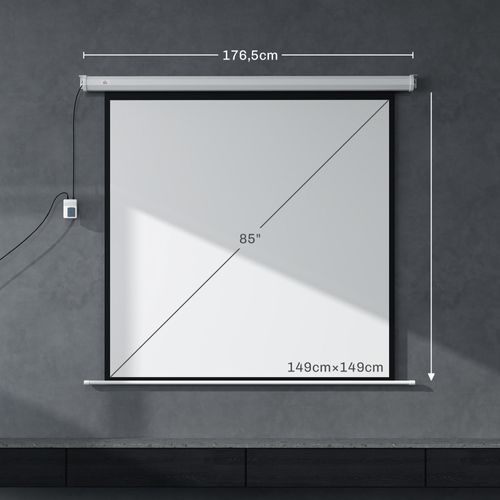 écran De Projection Motorisé Home-cinéma Format 1:1 85 Pouces 4k HD Avec Télécommande