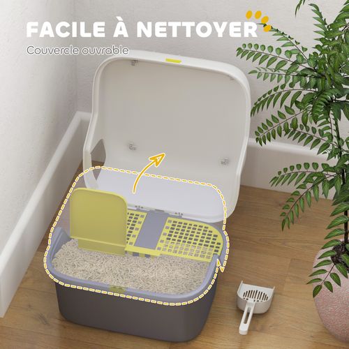 Bac à Litière Chat Semi-fermé - Accessoires - Pp Crème