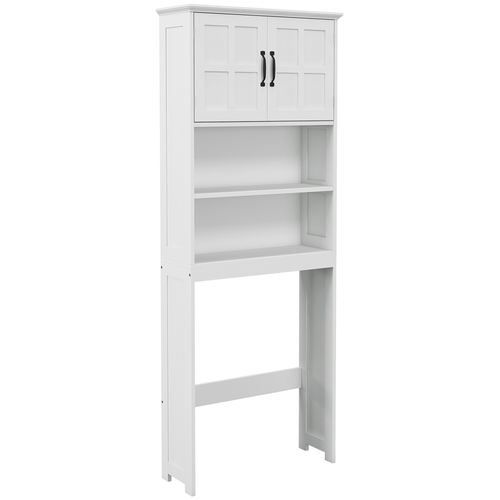 Meuble Wc Dessus De Toilette Style Classique Chic 2 Portes 2 étagères Blanc