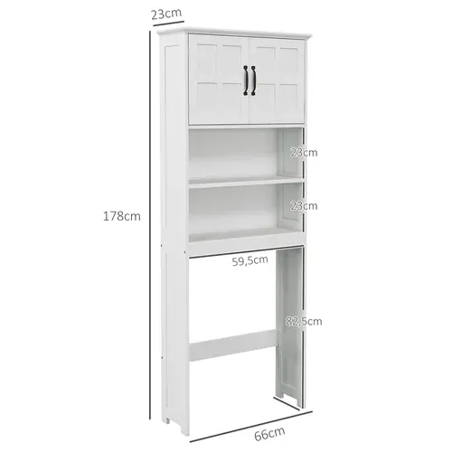 Meuble Wc Dessus De Toilette Style Classique Chic 2 Portes 2 étagères Blanc