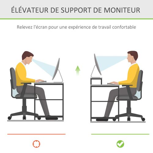 Réhausseur Support écran - Tiroir, Niche - Bambou Verni