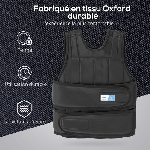Gilet Lesté Réglable 20 Kg Max. Oxford Noir