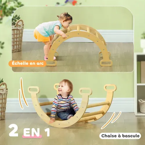 Arche D'escalade Enfant - Parcours Motricité - Bois Pin - Balançoire