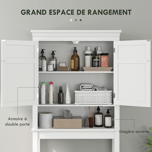 Meuble Wc Meuble Dessus Toilettes Style Classique Chic 2 Portes étagère Niche Blanc