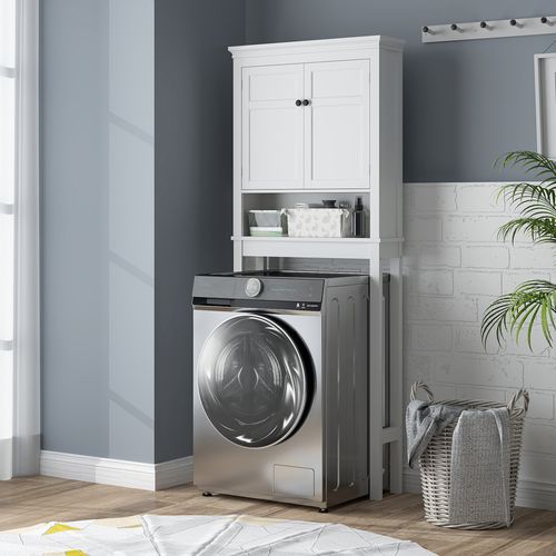 Meuble Wc Meuble Dessus Toilettes Style Classique Chic 2 Portes étagère Niche Blanc