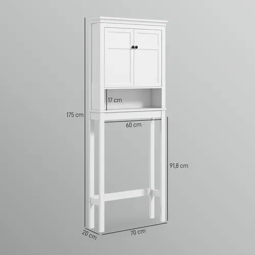Meuble Wc Meuble Dessus Toilettes Style Classique Chic 2 Portes étagère Niche Blanc