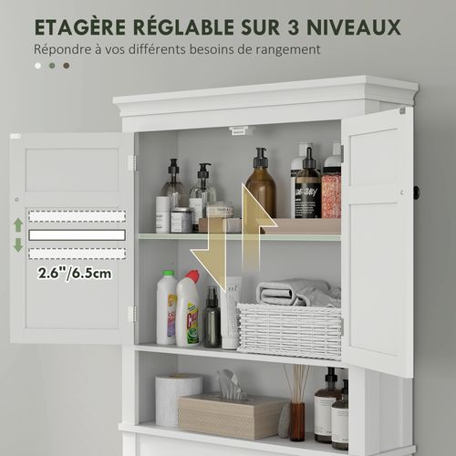 Meuble Wc Meuble Dessus Toilettes Style Classique Chic 2 Portes étagère Niche Blanc