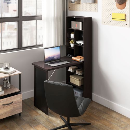 Bureau Mural Pliable Bibliothèque Avec Tableau Craie Intégré