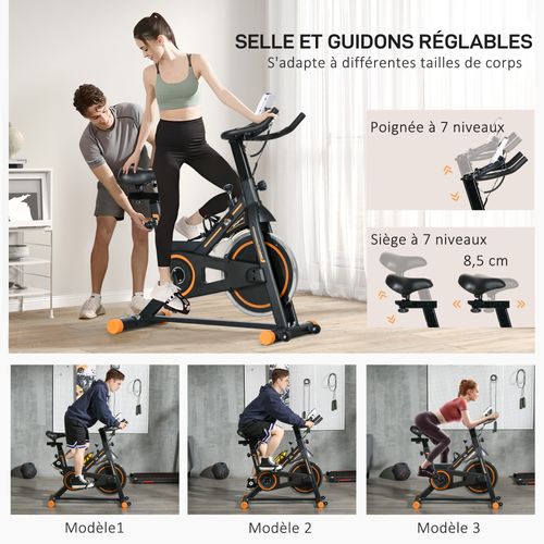 Vélo De Biking Réglable Volant D'inertie 8 Kg écran LCD Acier Orange Noir