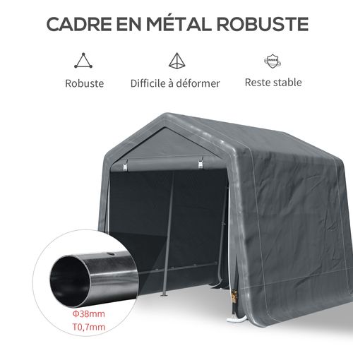Abri De Jardin - Abri De Vélo - 2 Portes Zippées - Métal Pe Gris