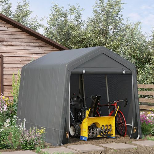 Abri De Jardin - Abri De Vélo - 2 Portes Zippées - Métal Pe Gris