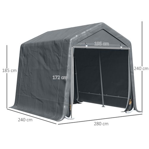 Abri De Jardin - Abri De Vélo - 2 Portes Zippées - Métal Pe Gris