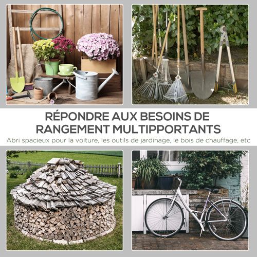 Abri De Jardin - Abri De Vélo - 2 Portes Zippées - Métal Pe Gris